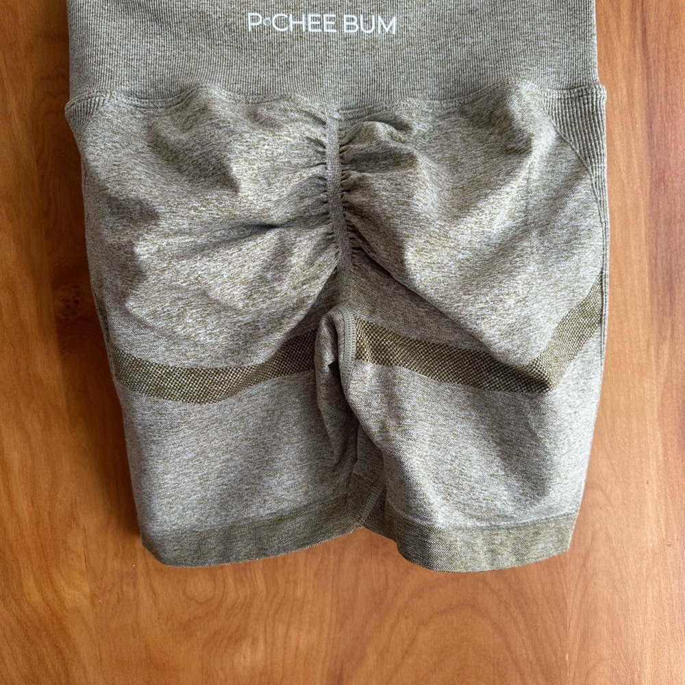Olive Ruched Athletic Shorts